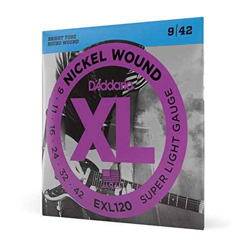 D'Addario Gitarrensaiten E Gitarre - E Gitarren Saiten - Saiten E-Gitarre - EXL120 - Super Light, 09-42 - 1-Stück von D'Addario