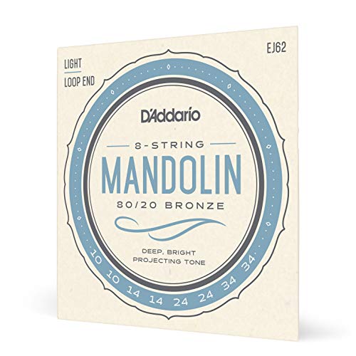 D'Addario EJ62 D`Addario Saiten Satz für Mandoline (80/20 Bronze, Light, 10-34) von D'Addario