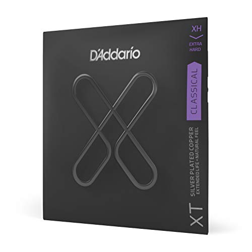 D'Addario Gitarrensaiten Konzertgitarre | Gitarrensaiten Akustikgitarre | Premium beschichtete, langlebige Saiten für Konzertgitarre | XTC44 | versilbertes Kupfer | Extra Hard Tension von D'Addario