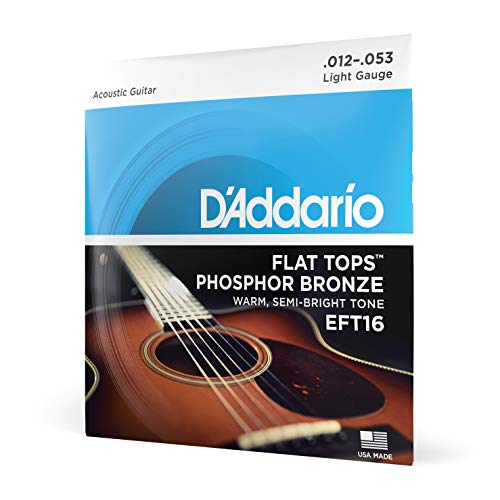 D'Addario Gitarrensaiten Westerngitarre | Gitarrensaiten Akustikgitarre | Acoustic Guitar Strings | EFT16 Phosphor Bronze Akustikgitarren Saitensatz 012' - 053' von D'Addario