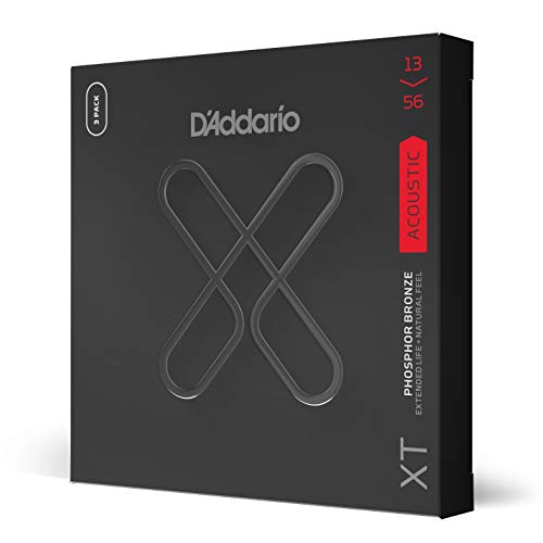 D'Addario Gitarrensaiten Westerngitarre | Gitarrensaiten Akustikgitarre | Coated Acoustic Guitar Strings | XTAPB1356, XT Phosphorbronze-Akustiksaite, Medium, 13-56, 3 Sätze von D'Addario