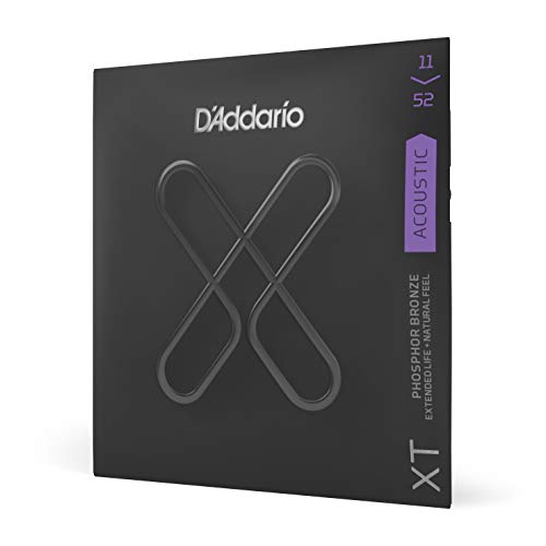 D'Addario Gitarrensaiten Westerngitarre | Gitarrensaiten Akustikgitarre | Premium beschichtete, langlebige Saiten für Westerngitarre | XTAPB1152 | Phosphor Bronze | Custom Light (11-52) von D'Addario