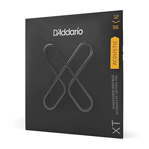 D'Addario Gitarrensaiten Westerngitarre | Gitarrensaiten Akustikgitarre | Premium beschichtete, langlebige Saiten für Westerngitarre | XTAPB1256 | Phosphor Bronze | Lt.Top/Med.Bottom (12-56) von D'Addario