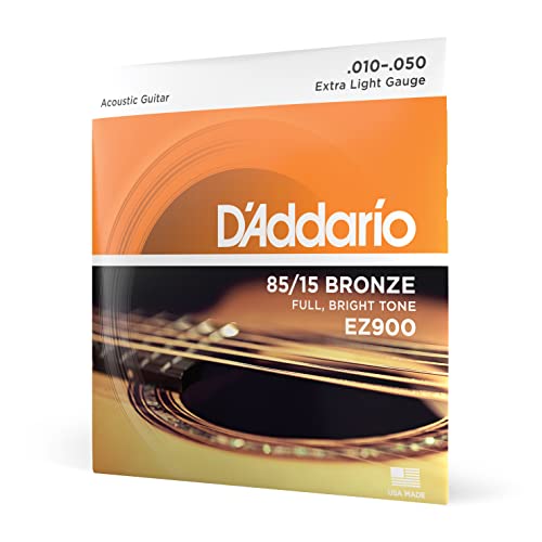 D'Addario Gitarrensaiten Westerngitarre | Gitarrensaiten Akustikgitarre | Saiten Westerngitarre | DER BELIEBTESTEN SAITENMARKE WELTWEIT | EZ900 | 85/15 Bronze | Extra Light (10-50) von D'Addario