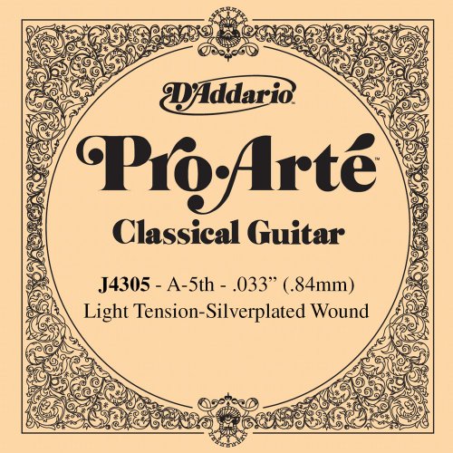 D'Addario J4305 Einzelsaite A Wound 033/J43 Light Tension silber von D'Addario