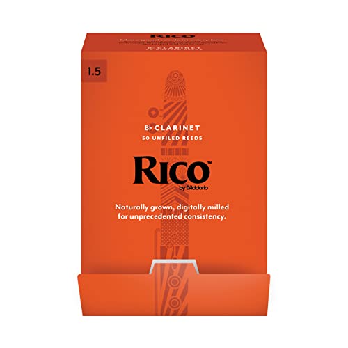 D'Addario Klarinettenblätter - Rico Bb Clarinet Reeds - RCA0115-B50 - Stärke 1.5-50-Stück von D'Addario