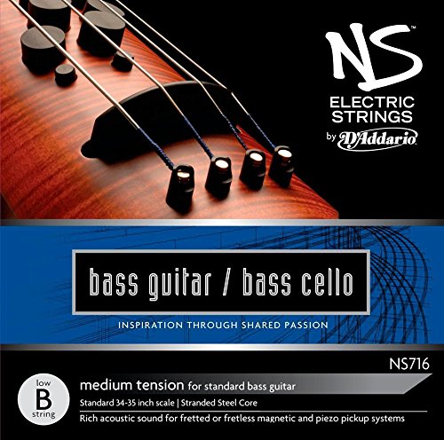 D'Addario NS716 Elektrik-Bass Cello Einzelsaite 'Low B' mehrfach verdrillter Stahlkern Medium von D'Addario