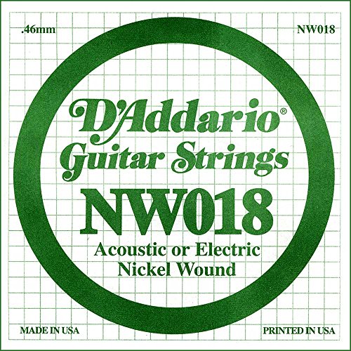 D'Addario NW018 Nickel-Einzelsaite für Gitarren 0,043 cm (0,018 Zoll) von D'Addario