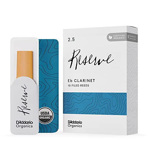 D'Addario Organisch Reserve Eb Klarinettenblätter - Rohrblätter für Klarinette - Das erste und einzige Bio-Schilfrohr - 2.5 Stärke, 10 Packung von D'Addario