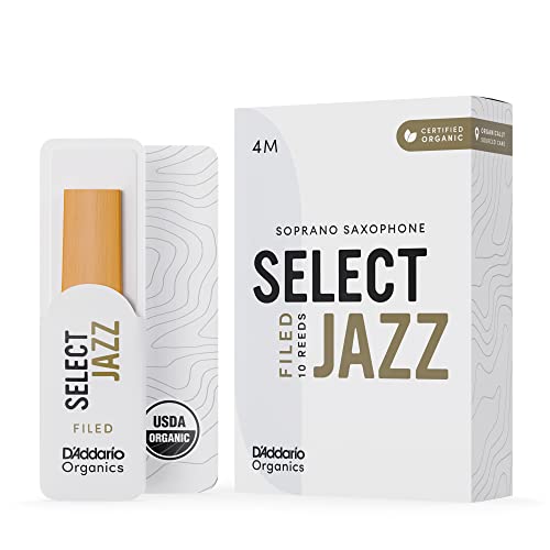 D'Addario Organisch Select Jazz Filed Soprano Saxophon-Stimmzungen - Saxophonrohre - 4 Mittel, 10 Packung von D'Addario