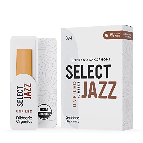 D'Addario Organisch Select Jazz Unfiled Soprano Saxophon-Stimmzungen - Saxophonrohre - 3 Mittel, 10 Packung von D'Addario