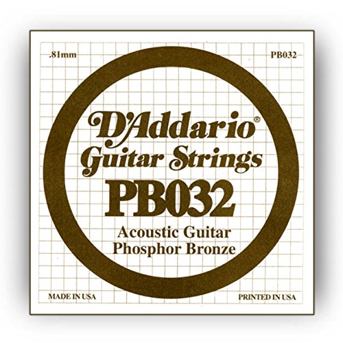 D'Addario PB032 Phosphor Bronze Einzelsaite für Gitarren 0,081 cm (0,032 Zoll) von D'Addario