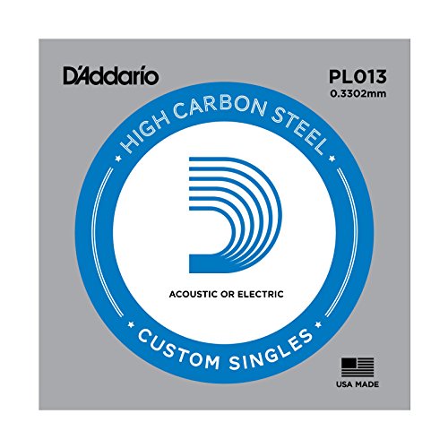 D'Addario PL013 Gitarren-Einzelsaite (für Akustik oder E-Gitarre) 0.330mm (0,013 Zoll) von D'Addario