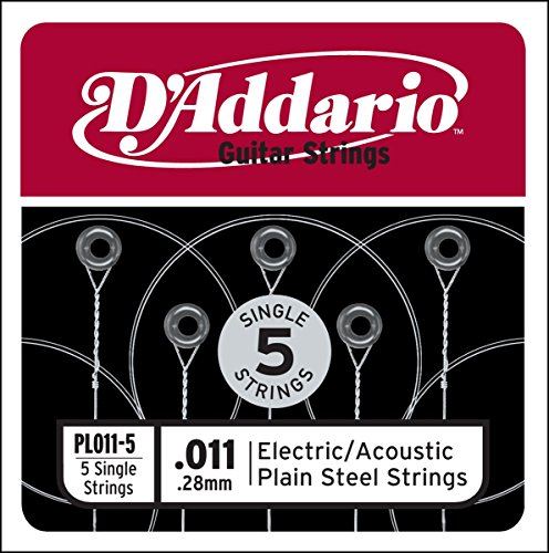 D'Addario Plain Steel Elektro/Akustikgitarren Saiten 5er-Pack von D'Addario