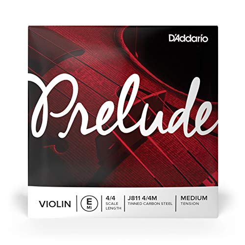 D'Addario Prelude Geigensaiten - Saiten für Violine - Geige 4/4 - J811-4/4M Violine Saiten 'E' Kohlefaserstahl/Nickel 4/4 Medium von D'Addario