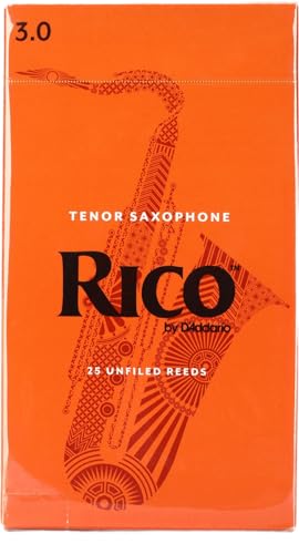 D'Addario Woodwinds - Rico Tenorsaxophonblätter - Tenor Saxophon Blätter - Stärke 3.0, 25-Packung von D'Addario