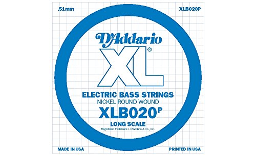 D'Addario XLB020P Einzelsaite Bass Plain Steel 020 von D'Addario