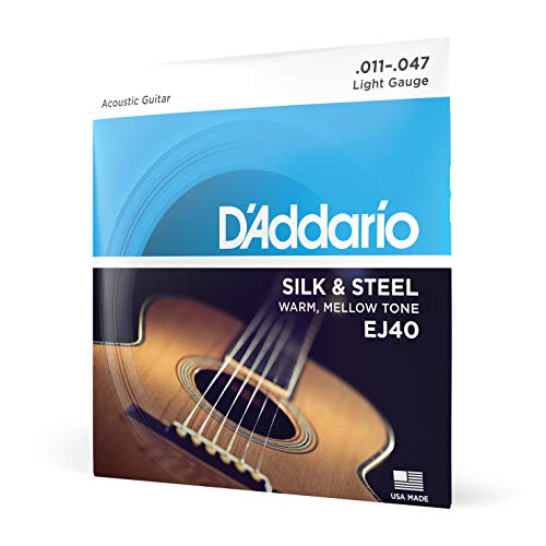 D'Addario weiche Stahlsaiten Westerngitarre | HÖCHSTE QUALITÄT DER BELIEBTESTEN SAITENMARKE | EJ40 | Silk&Steel | Light (11-47) | Sanftes Spielgefühl von D'Addario