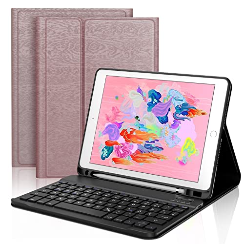 D DINGRICH Tastatur Hülle für iPad 6. Generation 2018, iPad 5. Generation 2017, iPad Pro 9.7 Zoll, iPad Air 2 & 1, Wireless Bluetooth Tastatur QWERTZ Deutsch- Stifthalter- Schlaf/Wach von D DINGRICH