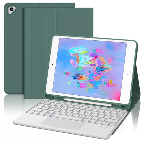 D DINGRICH iPad 6. Generation Hülle mit Tastatur und Touchpad Hülle für iPad 6. Generation 2018, iPad 5. Generation 2017, iPad Pro 9.7 Zoll, iPad Air 2 & 1 von D DINGRICH