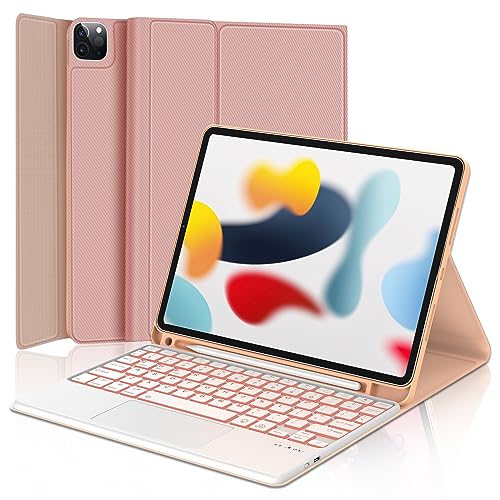 D DINGRICH pad 11 Tastatur mit Trackpad Pink, mit Stifthalter für Pad Air 5/4 10,9 11 Zoll Tablet von D DINGRICH