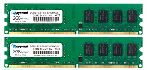 4GB Kit (2X2GB) PC2 5300 RAM, DDR2 667 PC2-5300U 4GB DDR2 2Rx8 CL5 1,8V Desktop Arbeitsspeicher Memory Module Upgrade von D DUOMEIQI