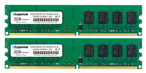 4GB Kit (2X2GB) PC2 6400 RAM, DDR2 800 PC2-6400U 4GB DDR2 2Rx8 CL6 1,8V Desktop Arbeitsspeicher Memory Module Upgrade von D DUOMEIQI