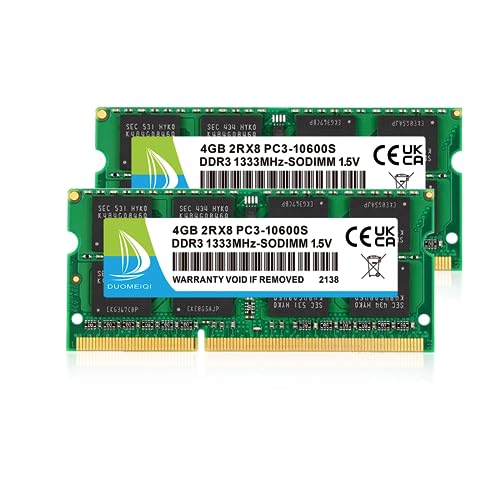 8GB(2x4GB) DDR3 Ram 1333MHz PC3-10600S SODIMM DDR3 Non-ECC 204 Pin Memory Upgrade Module Laptop Notebook Arbeitsspeicher Kit Grün von D DUOMEIQI