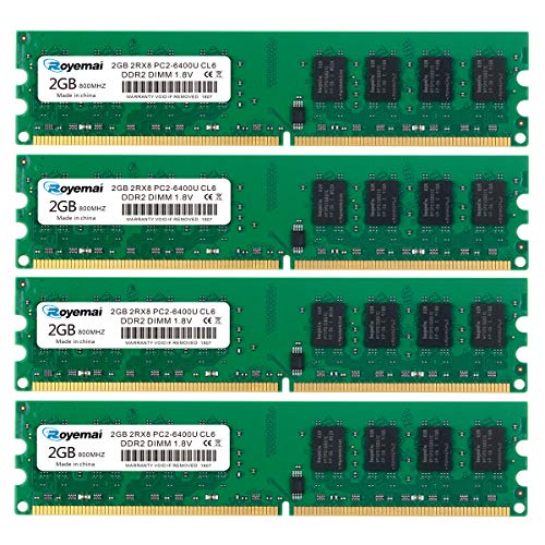 PC2 6400 DDR2 800 6400U 8GB Kit (4X2GB) RAM 2Rx8 CL6 1,8V Desktop Arbeitsspeicher Memory Module Upgrade von D DUOMEIQI