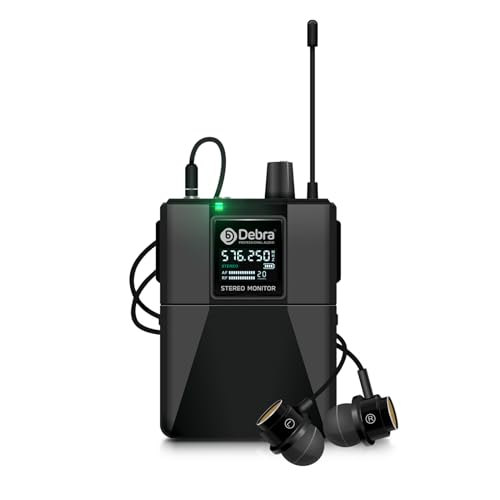 Debra ST-102 UHF Drahtloses In-Ear-Monitor-System mit Ohrhörer,197Ft,Professionelles IEM-Stereosystem mit Sender und Beltpack für Studio,Veranstaltungen,Bandproben (Nur 1 Taschensender) von D Debra