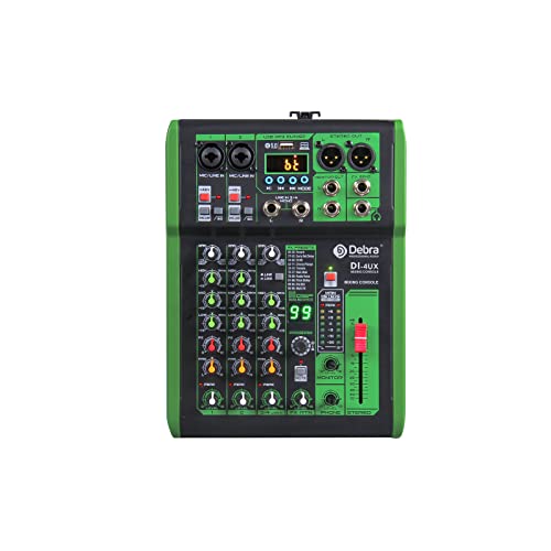D Debra DI-4UX-Serie Professioneller Mixer Audio mit 99 DSP Digitaleffekten USB MP3 Eingang 48V Professionelle Phantomspeisung Mikrofon-Preamps für DJ Mixer Konsole Aufnahmestudio (DI-4UX) von D Debra
