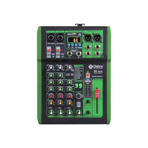 D Debra DI-4UX-Serie Professioneller Mixer Audio mit 99 DSP Digitaleffekten USB MP3 Eingang 48V Professionelle Phantomspeisung Mikrofon-Preamps für DJ Mixer Konsole Aufnahmestudio (DI-4UX) von D Debra