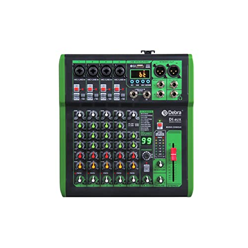 D Debra DI-6UX-Serie Professioneller Mixer Audio mit 99 DSP Digitaleffekten USB MP3 Eingang 48V Professionelle Phantomspeisung Mikrofon-Preamps für DJ Mixer Konsole Aufnahmestudio (DI-6UX) von D Debra