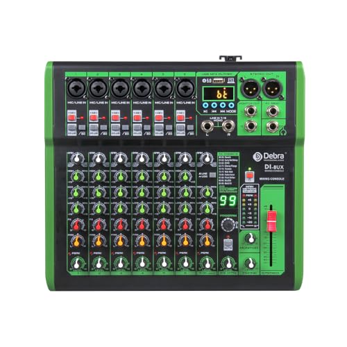 D Debra DI-8UX-Serie Professioneller Mixer Audio mit 99 DSP Digitaleffekten USB MP3 Eingang 48V Professionelle Phantomspeisung Mikrofon-Preamps für DJ Mixer Konsole Aufnahmestudio (DI-8UX) von D Debra