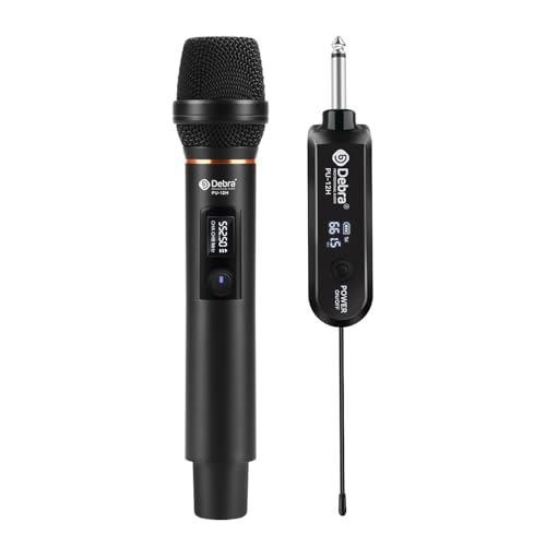 D Debra Kabelloses Mikrofon, dynamisches Dual-UHF-Mikrofonsystem, Handmikrofon aus Metall für Karaoke, mit wiederaufladbarem Gesangsempfänger, Mikrofon für Karaoke, Kirche (PU12-1) von D Debra