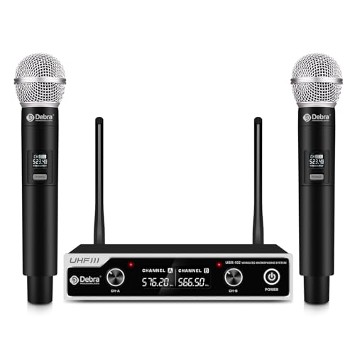 Wireless Microphone Set,Debra UHF Handheld Mikrofon Kabellos,80M ständige Übertragung,für Kirche, Tagung, Karaoke, Hochzeit (2 Handheld) von D Debra