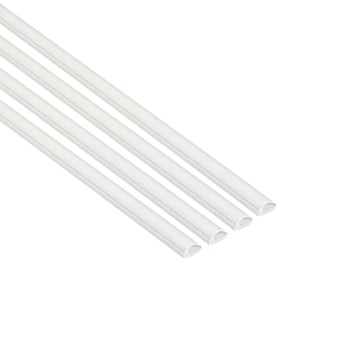 D-Line 1D1608W/4 Micro Kabelkanal Selbstklebender, Halbrunde Kabelführungen, Kabelleiste - 4x 16mm (B) x 8mm (H) x 1-Meter Längen - Weiß von D-Line