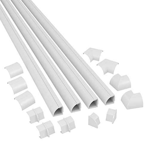 D-Line Viertelrunde Kabelkanäle, Kabelführungen Selbstklebender, Kabelleiste - 4X 22mm (B) x 22mm (H) x 1-Meter Längen (4-Meter) - Weiß von D-Line