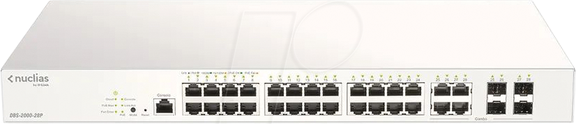 D-LINK B200028P - Switch, 28-Port, Gigabit Ethernet, PoE+, RJ45/SFP von D-Link
