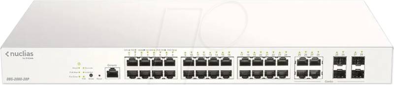 D-LINK B200028P - Switch, 28-Port, Gigabit Ethernet, PoE+, RJ45/SFP von D-Link