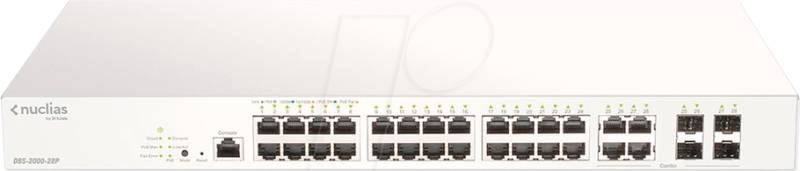 D-LINK DBS20028P - Switch, 28-Port, Gigabit Ethernet, RJ45/SFP, PoE+ von D-Link