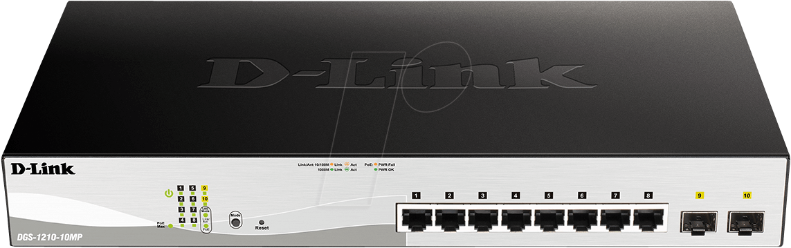 D-LINK DG1210MPE - Switch, 10-Port, Gigabit Ethernet, PoE+, 2x SFP von D-Link