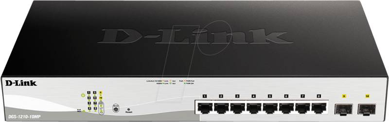 D-LINK DG1210MPE - Switch, 10-Port, Gigabit Ethernet, PoE+, 2x SFP von D-Link