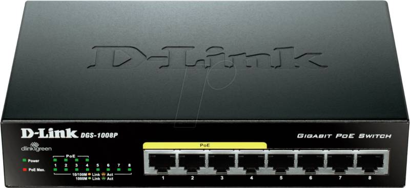 D-LINK DGS-1008P - Switch, 8-Port, Gigabit Ethernet von D-Link