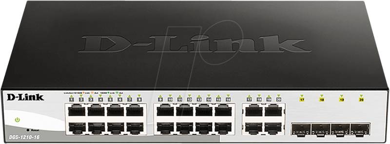 D-LINK DGS12116E - Switch, 20-Port, Gigabit Ethernet, 4x RJ45/SFP von D-Link