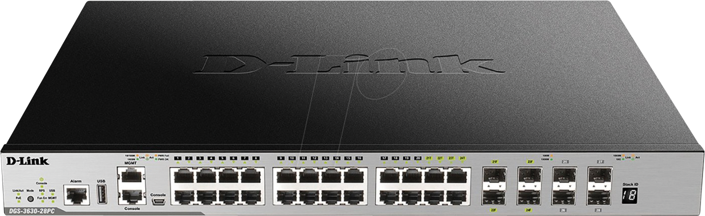 D-LINK G363028PC - Switch, 28-Port, Gigabit Ethernet, PoE+, RJ45/SFP, SFP+ von D-Link