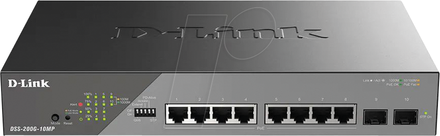 D-LINK S200G10MP - Switch, 10-Port, Gigabit Ethernet, PoE+, SFP von D-Link