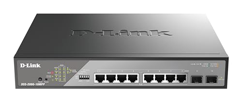 D-Link 10-Port Gigabit PoE++ Smart Surveillance Switch (8 x 1000BASE-T PoE++ und 2 x SFP, 802.3af/at/bt, 242W PoE Budget, bis zu 250 Meter Long Range PoE, VLAN, QoS, ERPS, ONVIF) von D-Link