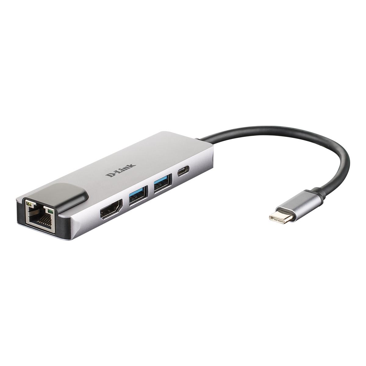 D-Link 5-In-1 USB-C Hub (DUB-M520) [2x USB 3.0, 1x HDMI, 1x USB-Typ C/Thunderbolt 3, 1x Gigabit LAN] von D-Link