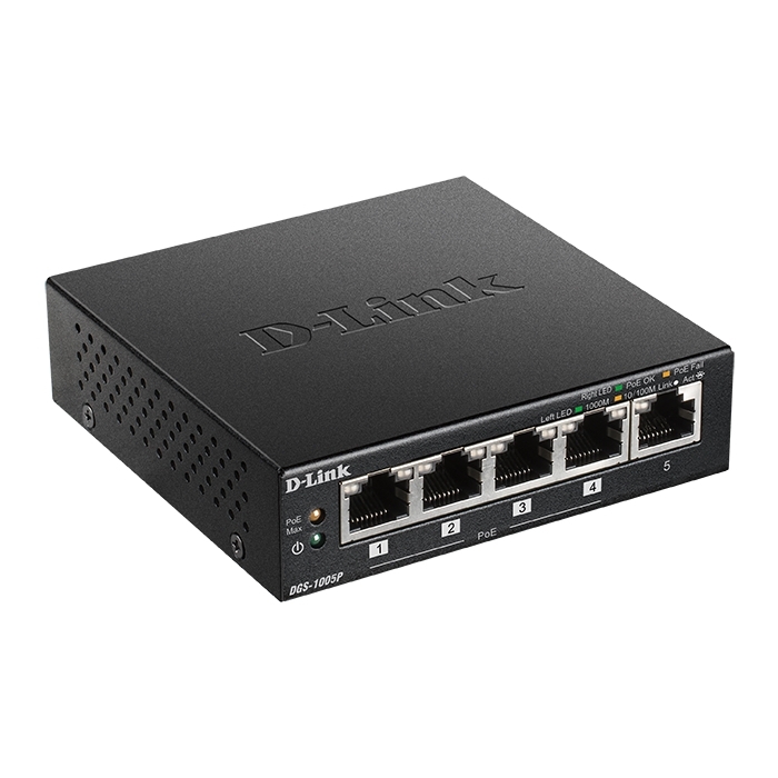 D-Link 5-Port Desktop Gigabit PoE+ Switch (DGS-1005P) von D-Link